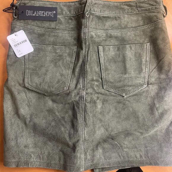 NEW WITH TAGS Blank NYC x Free People Green Suede Skirt - Size 24 - Picture 2 of 2